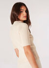 Ribbed Knit Top, White, large