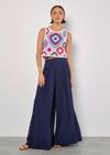 Diamond Crochet Crop Vest Top, Blue, large