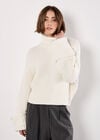 Chunky Knit Roll Neck Jumper, Cream, large