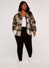 Curve Soft Check Shacket, Stone, large