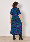 Curve Floral Shirt Midaxi Dress, Blue, large