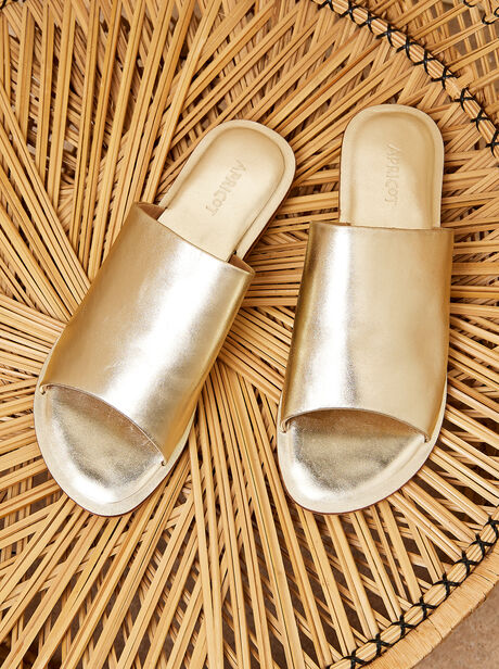 Gold Soft Leather Mules