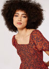 Ditsy Puff Sleeve Midi Dress, Navy, large
