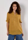 Slub Shimmer Relaxed Blouse, Mustard, large