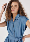 Denim Shirt Mini Dress, Blue, large