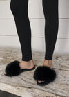 Cosy Faux Fur Luxe Slippers, Black, large