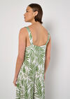 Leaf Print Wide Leg Jumpsuit, White, large