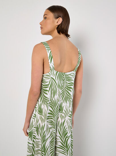 Leaf Print Wide Leg Jumpsuit