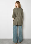 Soft-Touch Batwing Waffle Knit Top, Khaki, large