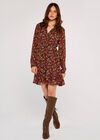 Ditsy Floral Mini Dress, Orange, large