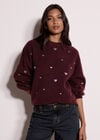 Embroidered Heart Jumper, Plum, large