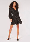 Metallic Animal Chiffon Mini Dress, Black, large