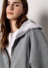 Faux Fur Zip Fleece Jacket, Grey, large
