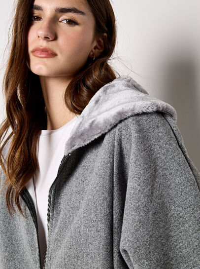 Faux Fur Zip Fleece Jacket