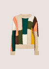 Colour Block Chunky Knit Cable Jumper, Stone, large