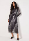 Spot Print Chiffon Midaxi Dress, Black, large