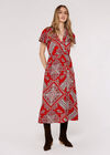 Scarf Print Midaxi Dress, Red, large