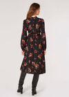 Floral Bouquet Midi Dress, Black, large