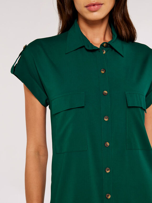 Shirt Mini Dress, Green, large