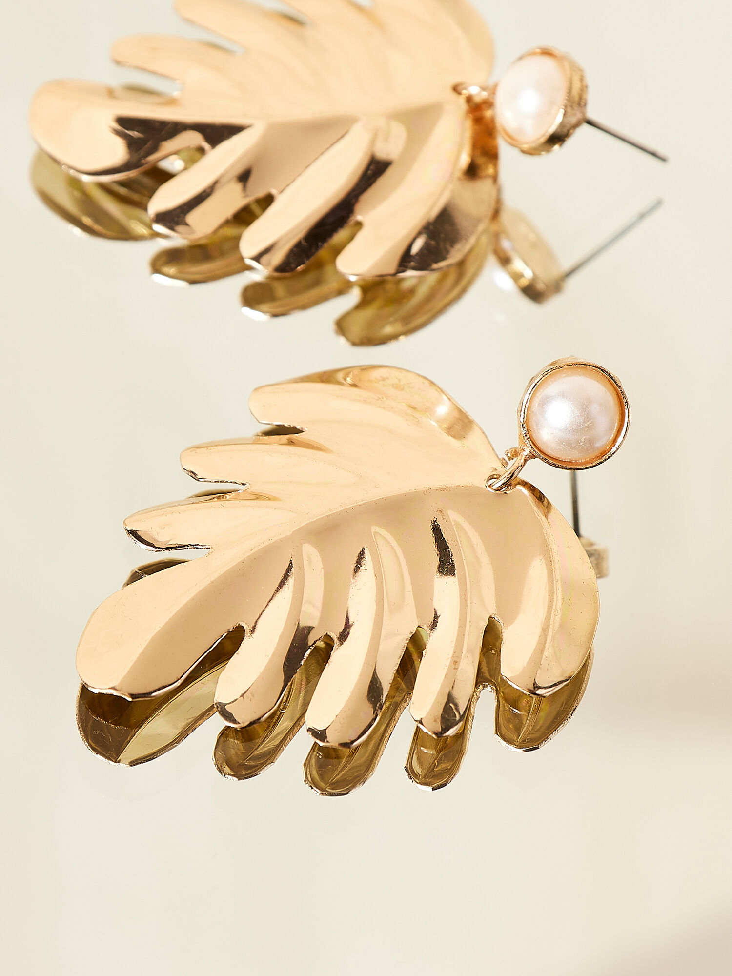 Leaf on sale pearl earrings