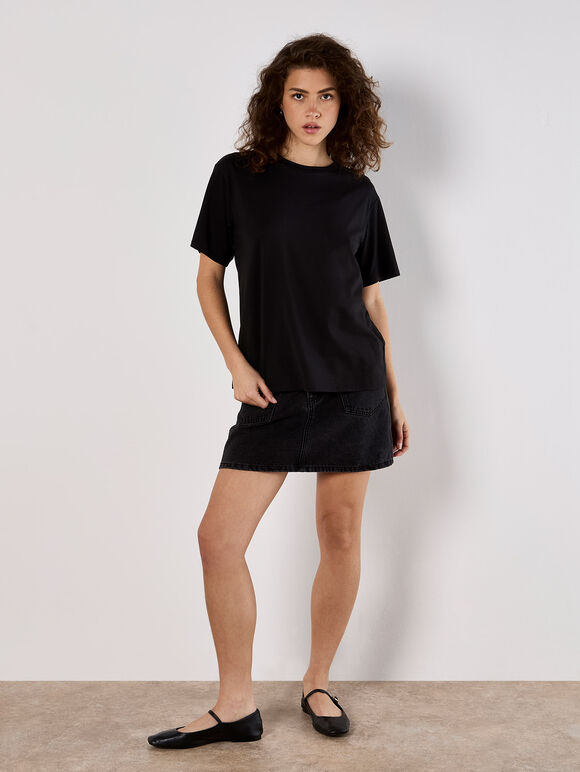 Modal Jersey Basic T-Shirt, Black, large