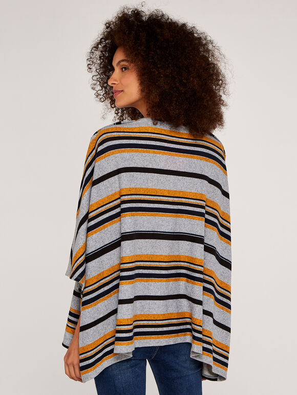 Striped Poncho Top, Mustard, large