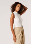 Mock Neck Knitted Top, Cream, large