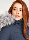 Navy Faux Fur Hood Puffer Coat, Navy, large