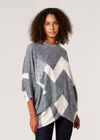 Batwing Geometric Jersey Top, Navy, large