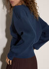 Ribbed Knit Hammered Button Cardigan, Teal, large