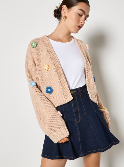 Pleated Denim Mini Skirt