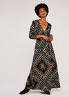 Scarf Print Maxi Dress, Black, large