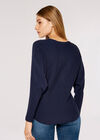 Heatsealed Spray Batwing Jumper, Navy, large