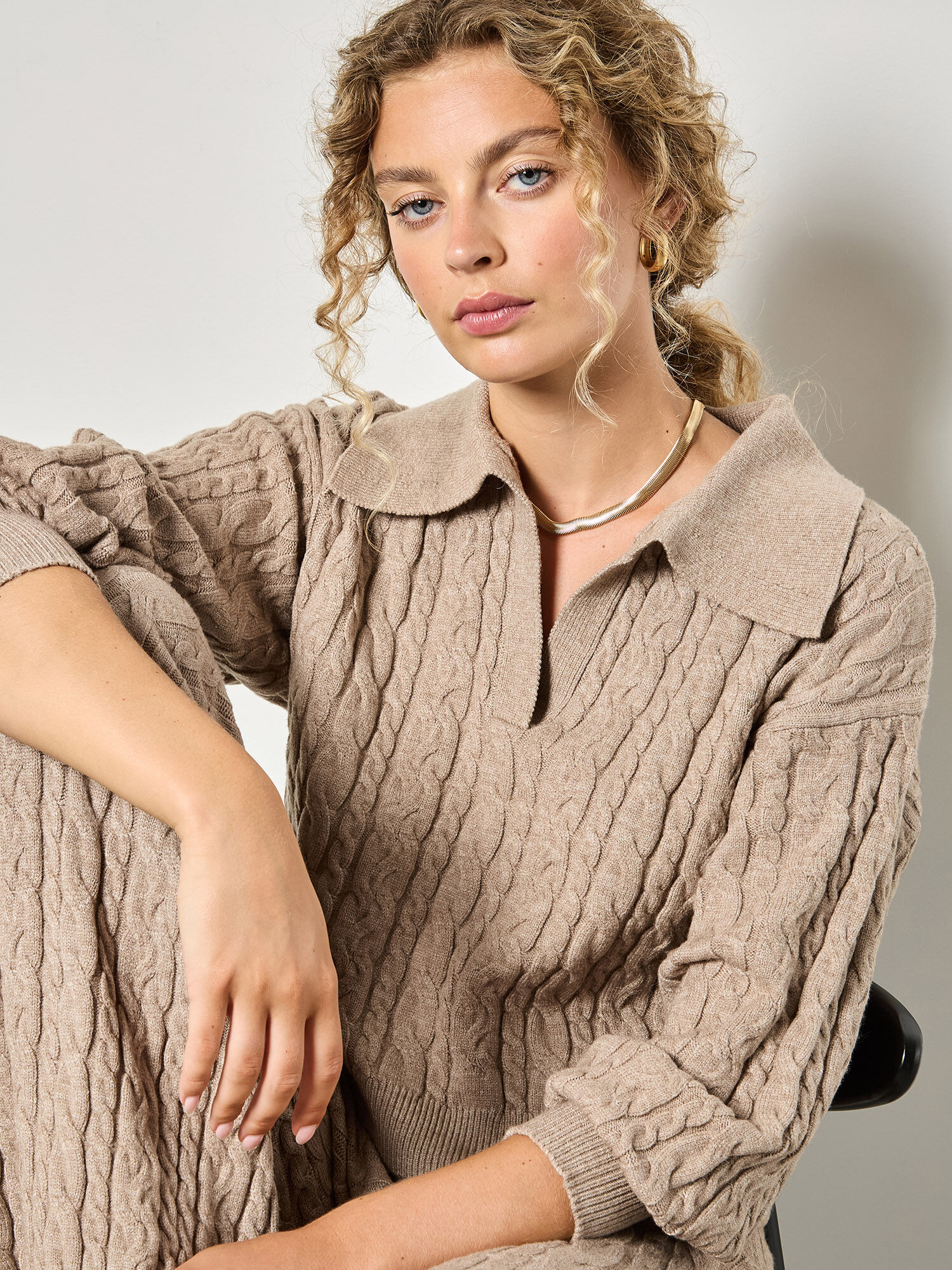 Twisted Cable Knit Crop Jumper | Apricot Clothing