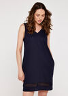 V-Neck Lace  Dress, Navy, large