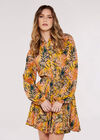 Tropical  Shirt Mini Dress, Mustard, large