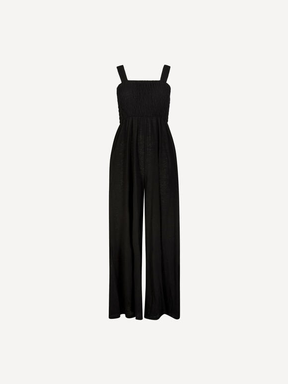 Wide-Leg Jersey Jumpsuit, Black, large