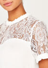 Cream Victoriana Lace Yoke Top, Cream, large
