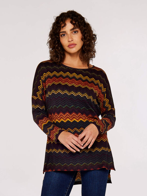 Chevron Side Zip Top, Mustard, large