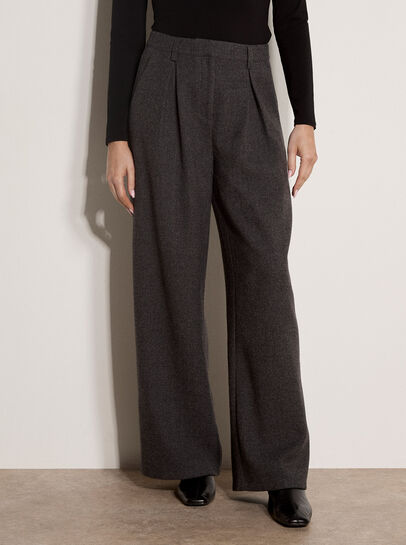 Wide-Leg Woven Tailored Trousers