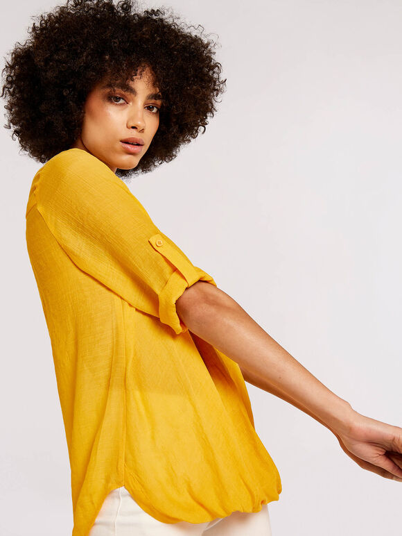 Slub Shimmer Twist Top, Yellow, large