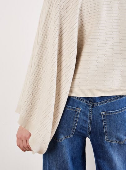 Horizontal Cable Knit Cape Jumper