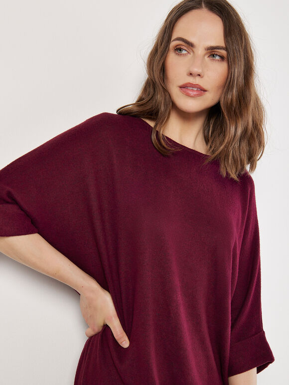 Soft Touch Batwing Top, Burgundy, large