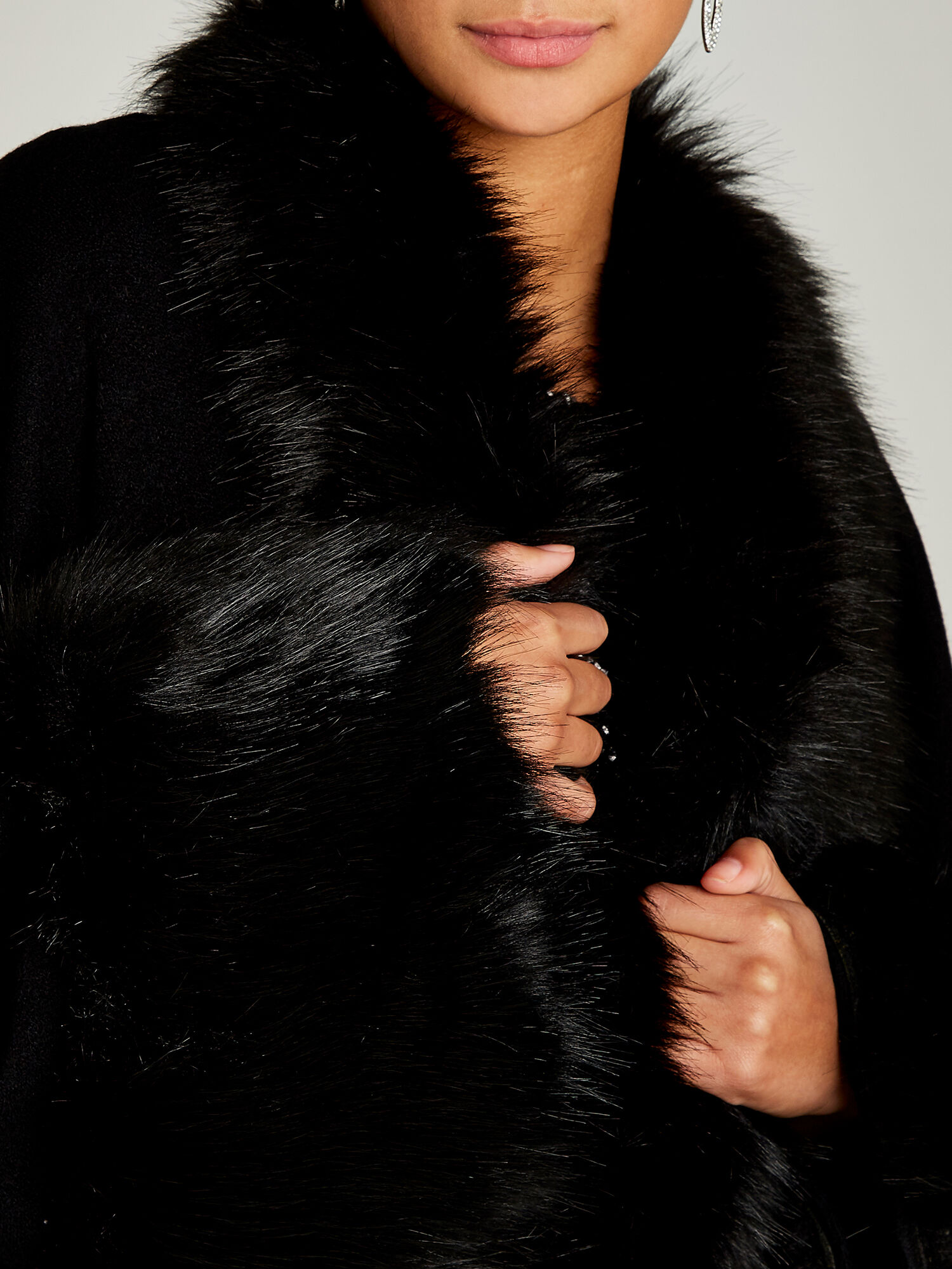 Faux Fur Edge And Cuff Cape Apricot Clothing