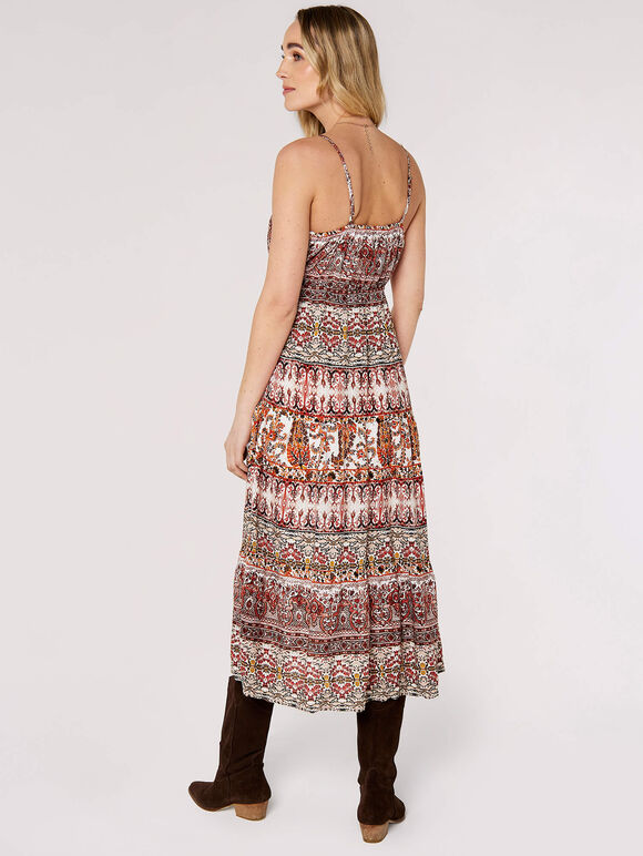 Paisley Cami Midi Dress, Rust, large