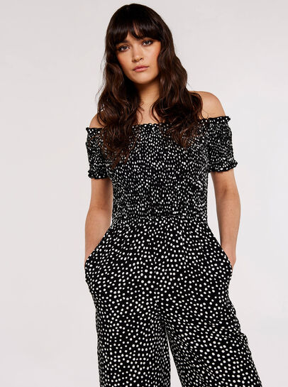 Dots Smocked Bardot Jumpsuit