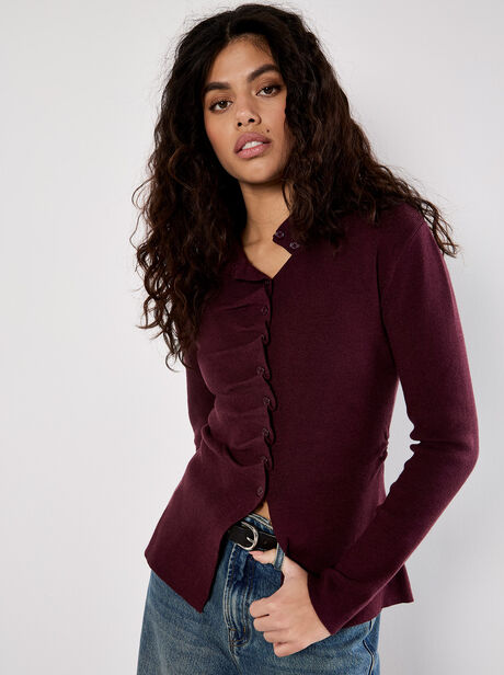 Button-Down Pleat Knit Top