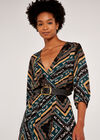 Scarf Print Maxi Dress, Black, large