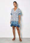 Sarasa Floral Smock Mini Dress, Blue, large