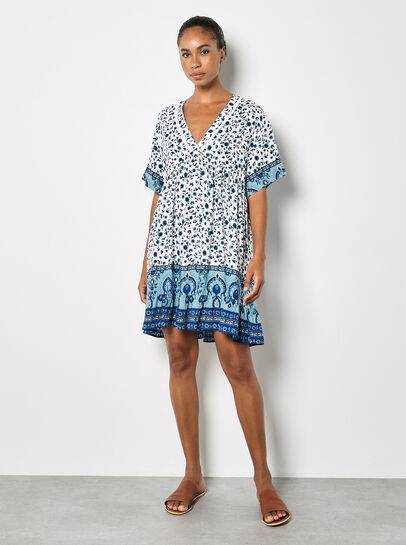 Sarasa Floral Smock Mini Dress